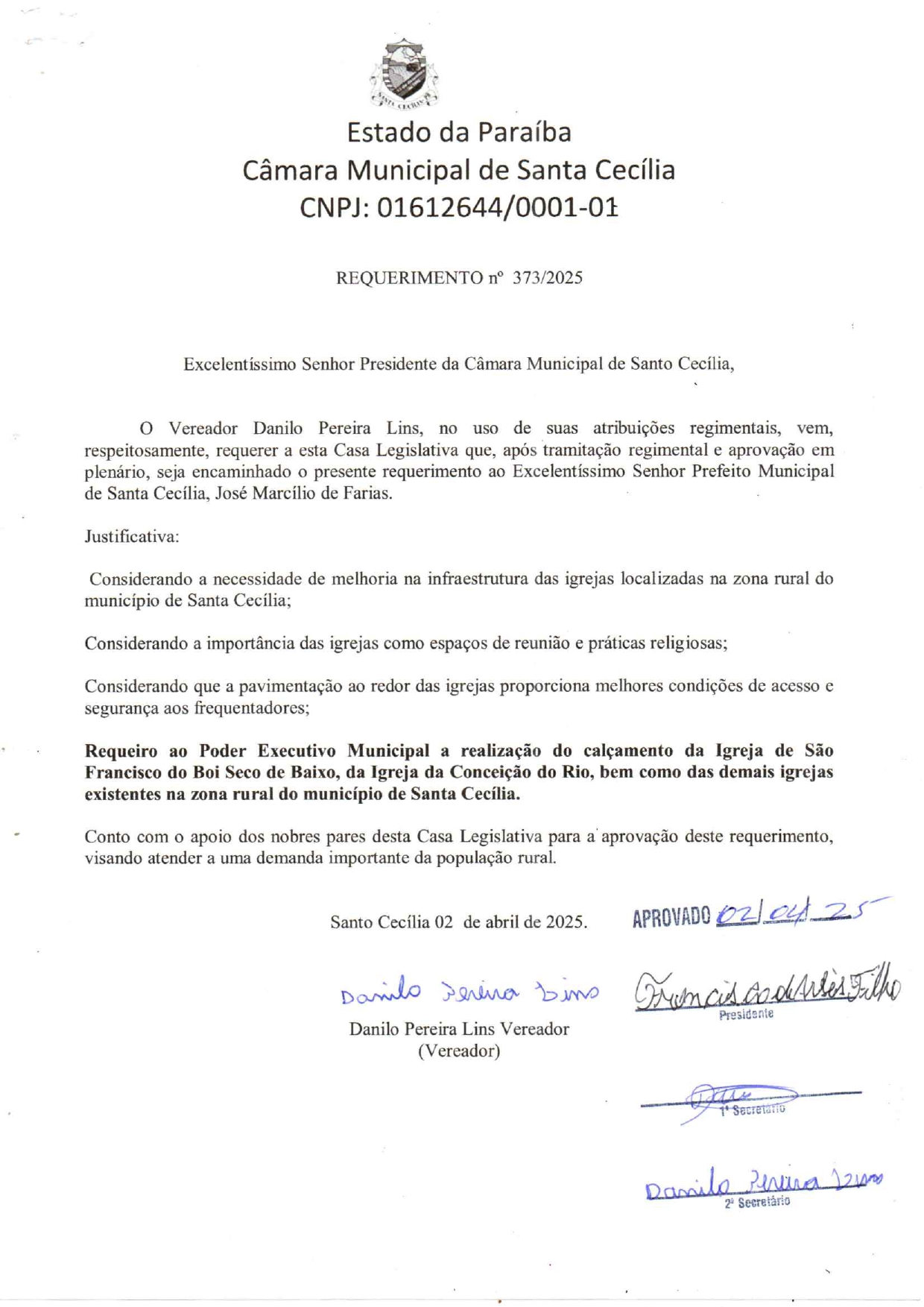 Requerimento nº 373/2025
